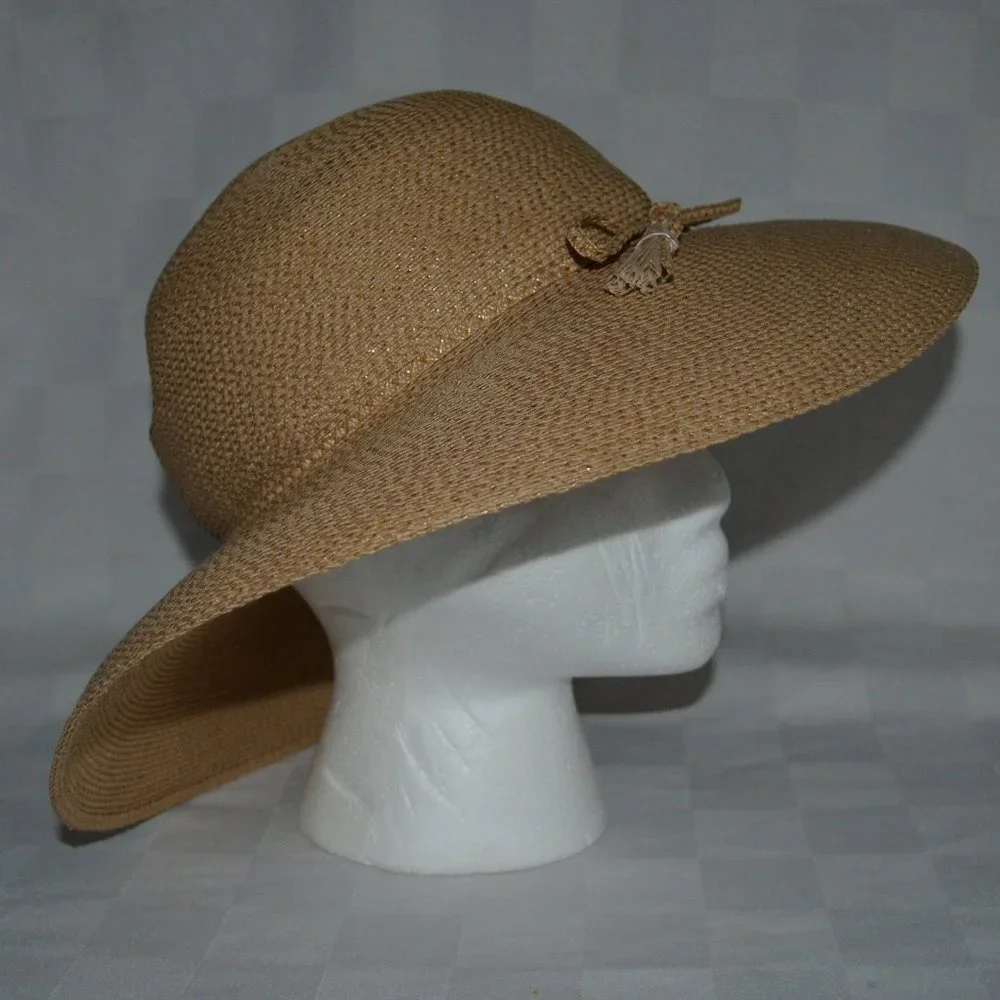Sz S Jennifer Hoertz Tan Straw Beach Summer Hat - Picture 1 of 6
